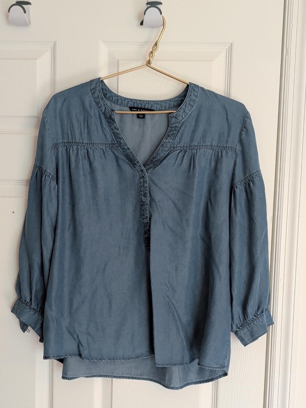 Zac & Rachel Dusty Blue Button-Front Tunic